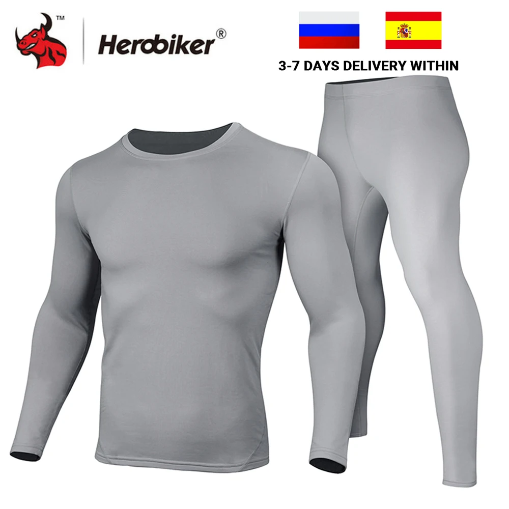 

HEROBIKER Men Fleece Lined Thermal Underwear Suit Motorcycle Skiing Base Layer Winter Warm Long Johns Shirts Tops Bottom Fitness