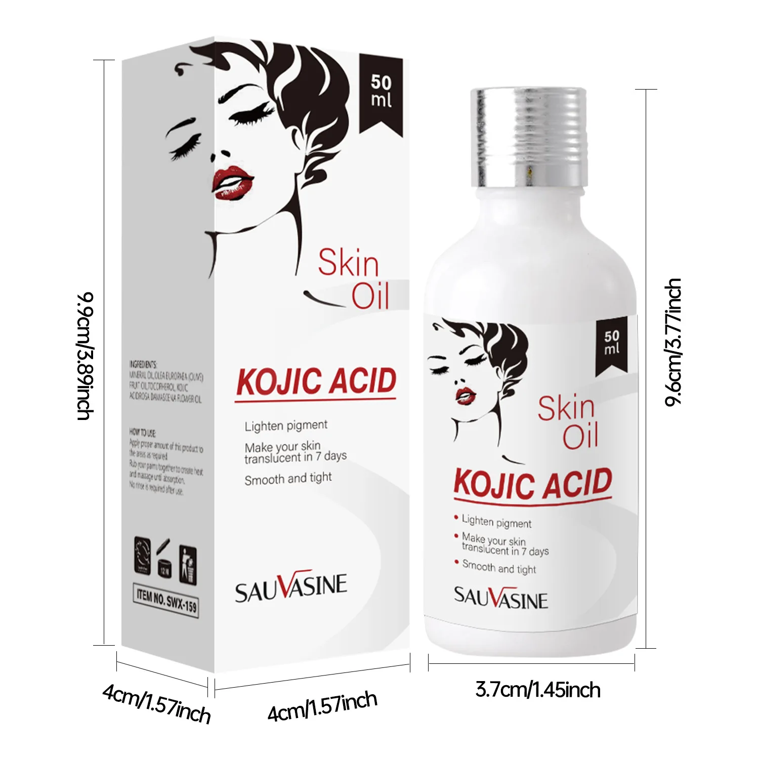 Kojic Acid Face Serum Cream Lightener Dark Spots Corrector Moisturizing Whitening Niacinamide Essence Firming Skin Care 50ml