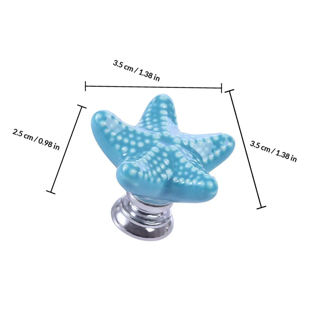 6Pcs Ceramic Drawer Handles Star Design for Wardrobe Cabinet Dresser Coastal Theme Decorative Pulls Cute Furniture Hardware