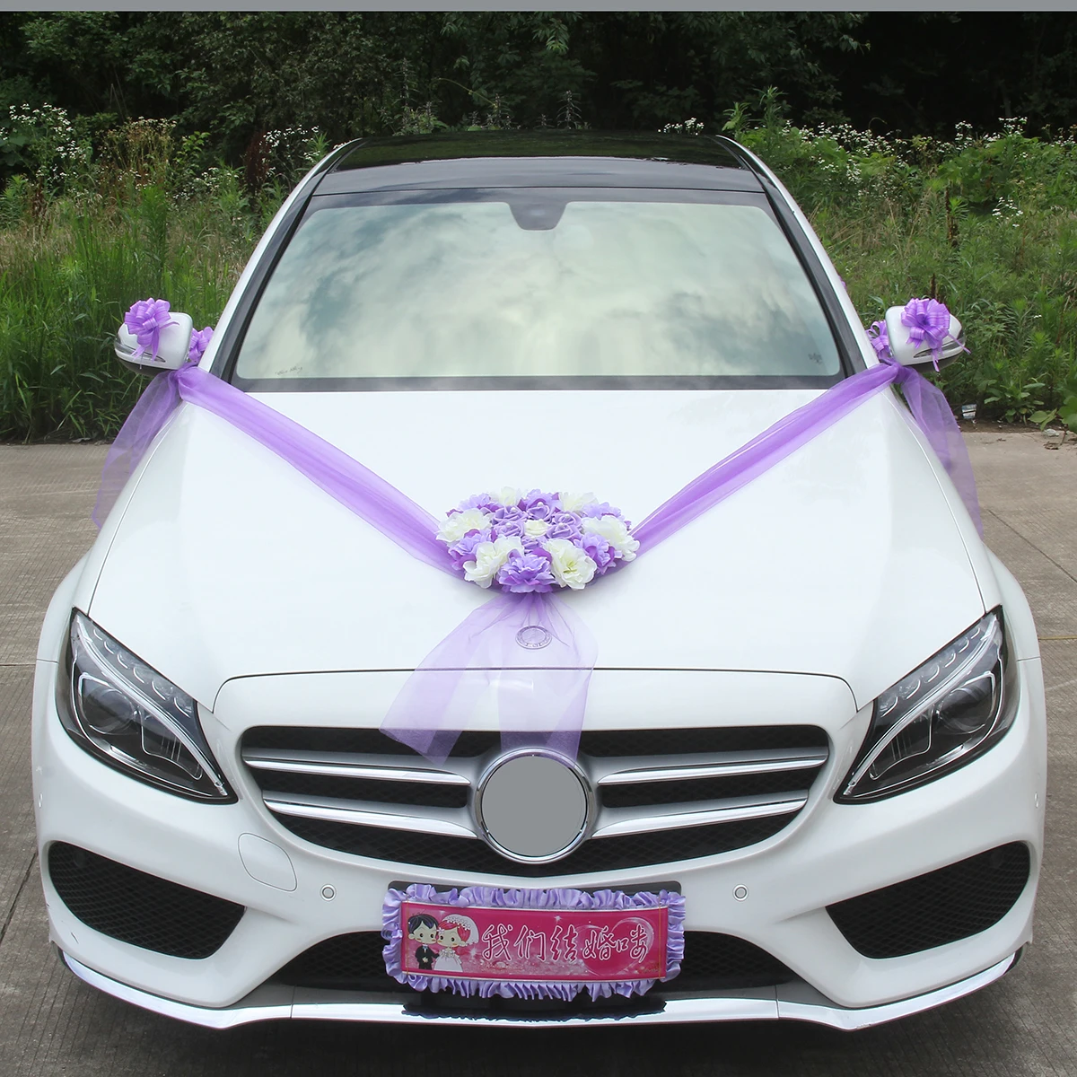 

6 Pcs Heart Shaped Flowers Wedding Car Decorations Premium Material Reusable Home Wedding Scene Birthday Party Purple