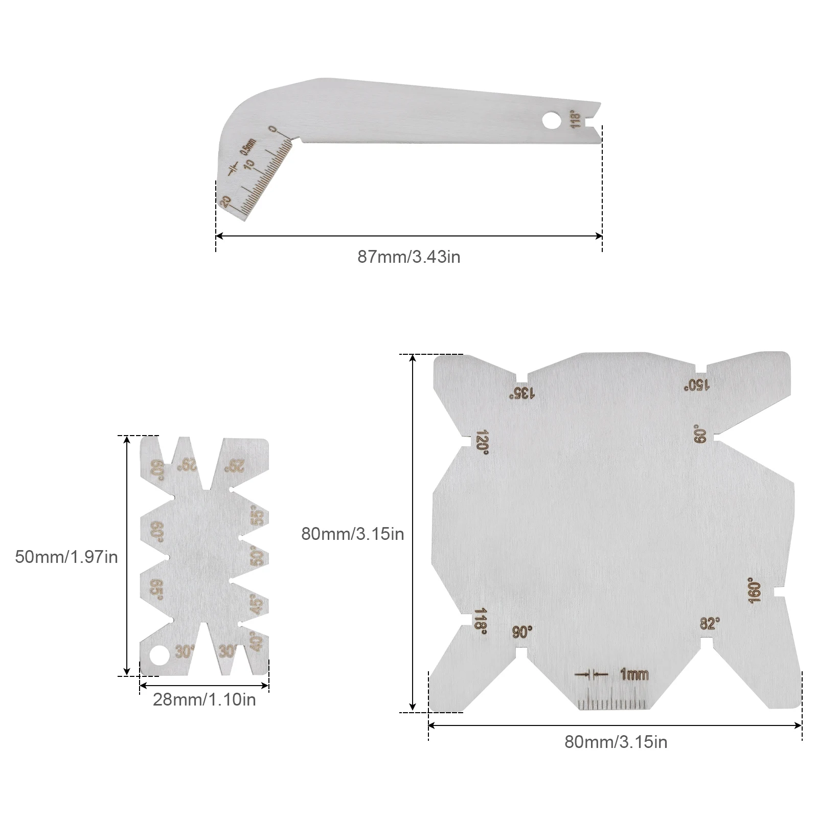 Stainless Steel Angle Gauge 118 Degree Drill Bit Machining Thread Cutting Angle Arc Model Angle Measure Tool Screw Cutting Gauge - Image 2