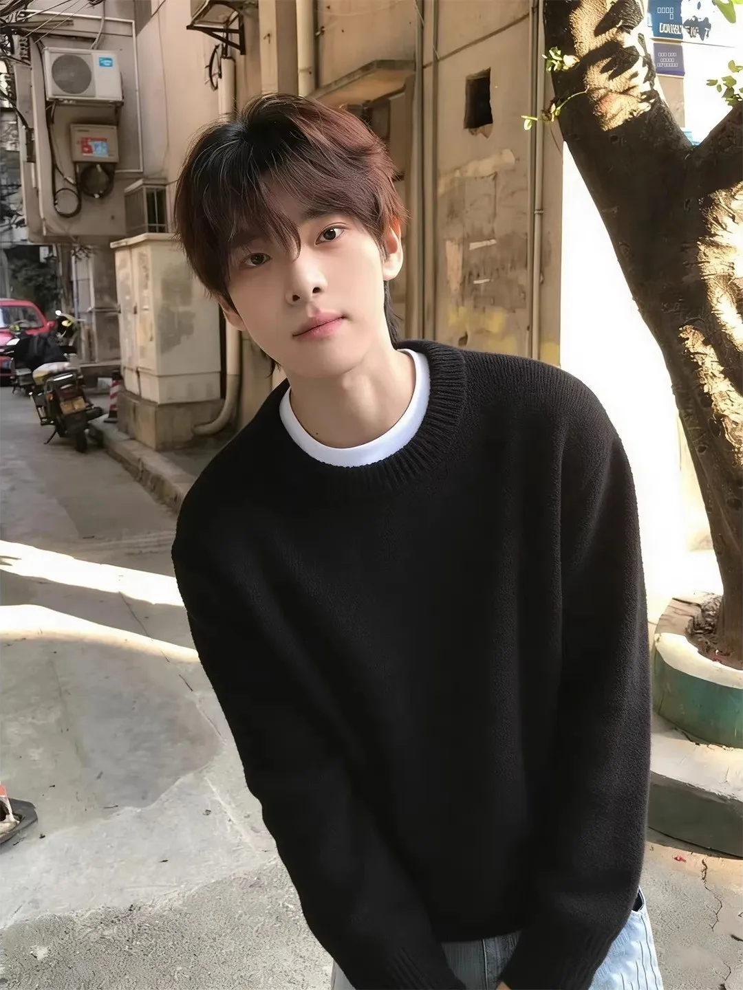 

Мужской вязаный свитер Cleanfit Bla: зимний базовый слой, круглый вырез, мягкий, свободный крой, с длинным рукавом, для ношения под одеждой