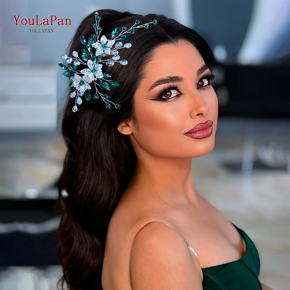 

YouLaPan Bride Alloy Flower Hair Clip Wedding Shining Hair Ornaments Crystal Headpiece Bridal Headdress Fashion Headwear HP900
