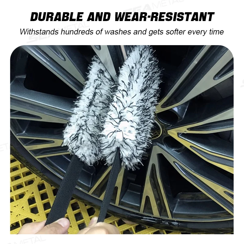 SEAMETAL Flexible Car Wheel Washing Brush Microfiber Double-Sided Long Belt Cleaning Towel Brush Wheel Hub Pull Belt Brush Tool image 4