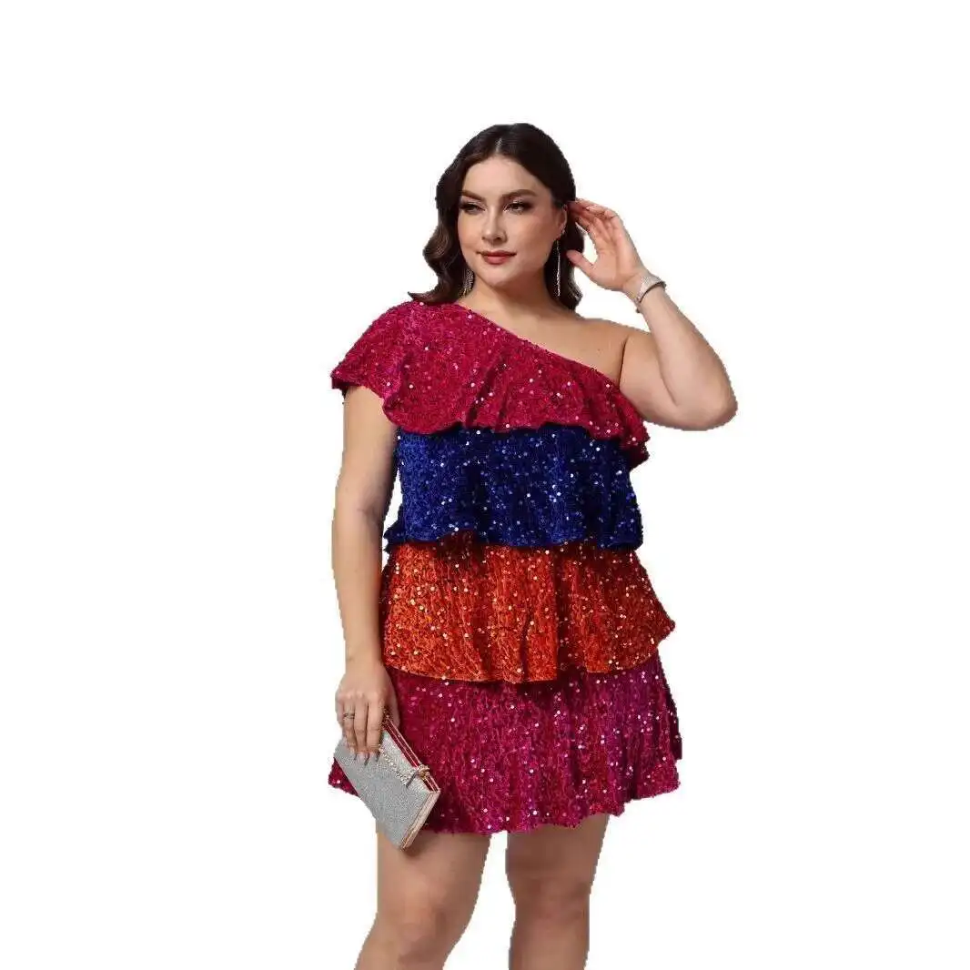 Large Size Dress Sequin Party Performance Costume Princess Dress Short Dress 2025 Dress 2025 Party Summer Elegantes Casual Y2k