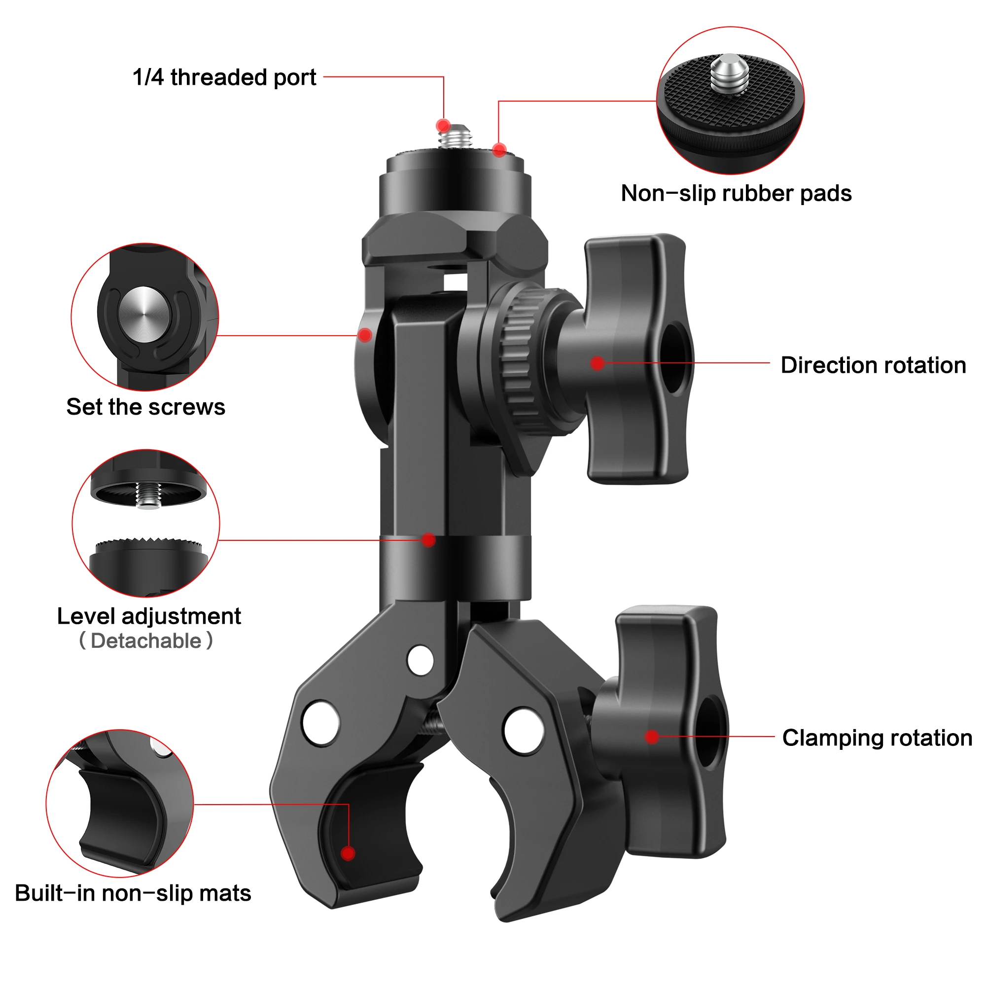 Gear Bike Motorcycle Handlebar Helmet Flexible Adhesive Mount Kit for DSLR Cameras GoPro DJI and More Action Cameras