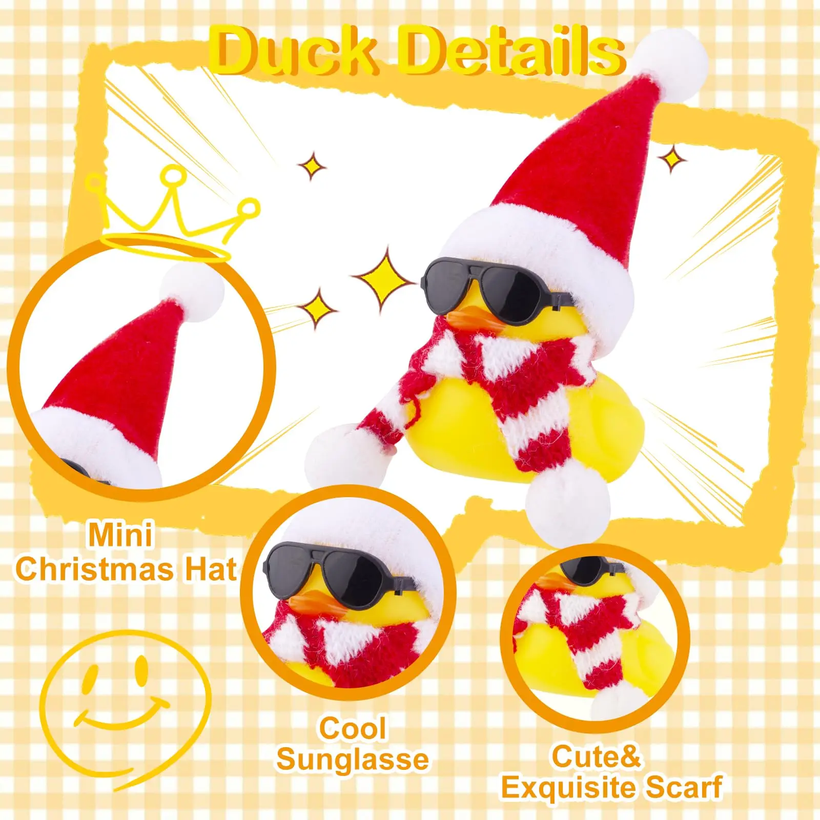 Christmas Rubber Duck Car Duck Ornaments Yellow Duck Car Dashboard Decorations for Christmas Decor and Home Decoration