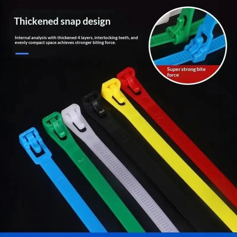 New 100PCS Reusable Self-locking Plastic Nylon Cable Tie Slipknot Cable Organizer Cable Tidy Lock Strap Zip Ties Binder