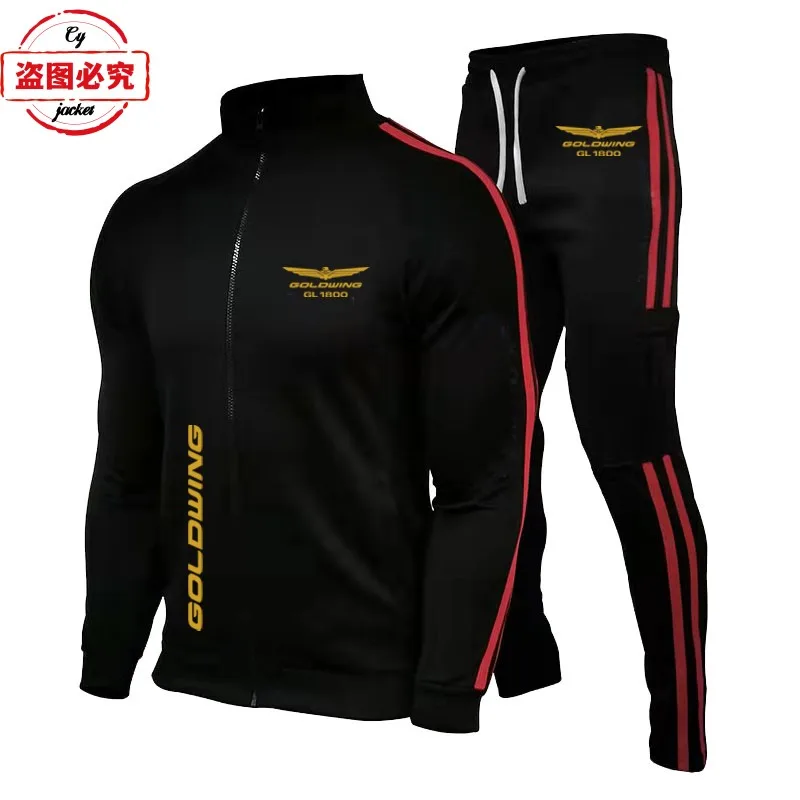 Golden Wing 1800 Motorcycle Logo Printed Racing Cycling Suit Casual Sportswear Men's Spring and Autumn Suit Group Suit