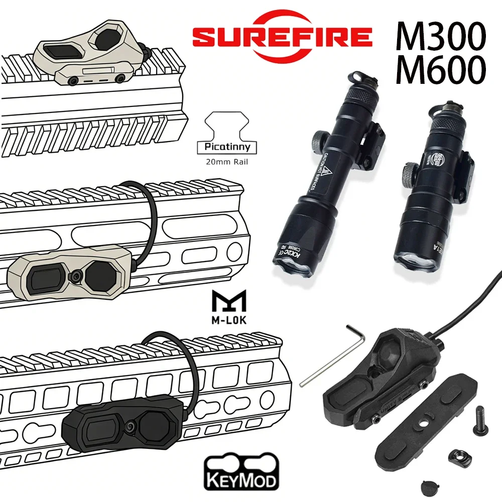 Surefire M300 M600 Taschenlampe mit UNITY AXON Dual-Funktions-Ferndruckschalter, passend für 20-mm-Schiene, Jagd, taktisches Airsoft-Licht – Detail 1