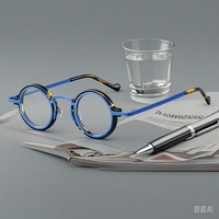Retro Metal Acetate Classic Round Glasses Frame for Men Myopia Reading Eyewear Women Optical Prescription Custom Lens Eyeglasses
