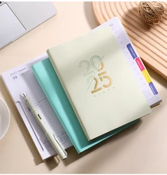 A5 Soft Leather Cover Notepad 2025 English Schedule Agenda Book Daily Planner Calendar Notebook School Office Stationery