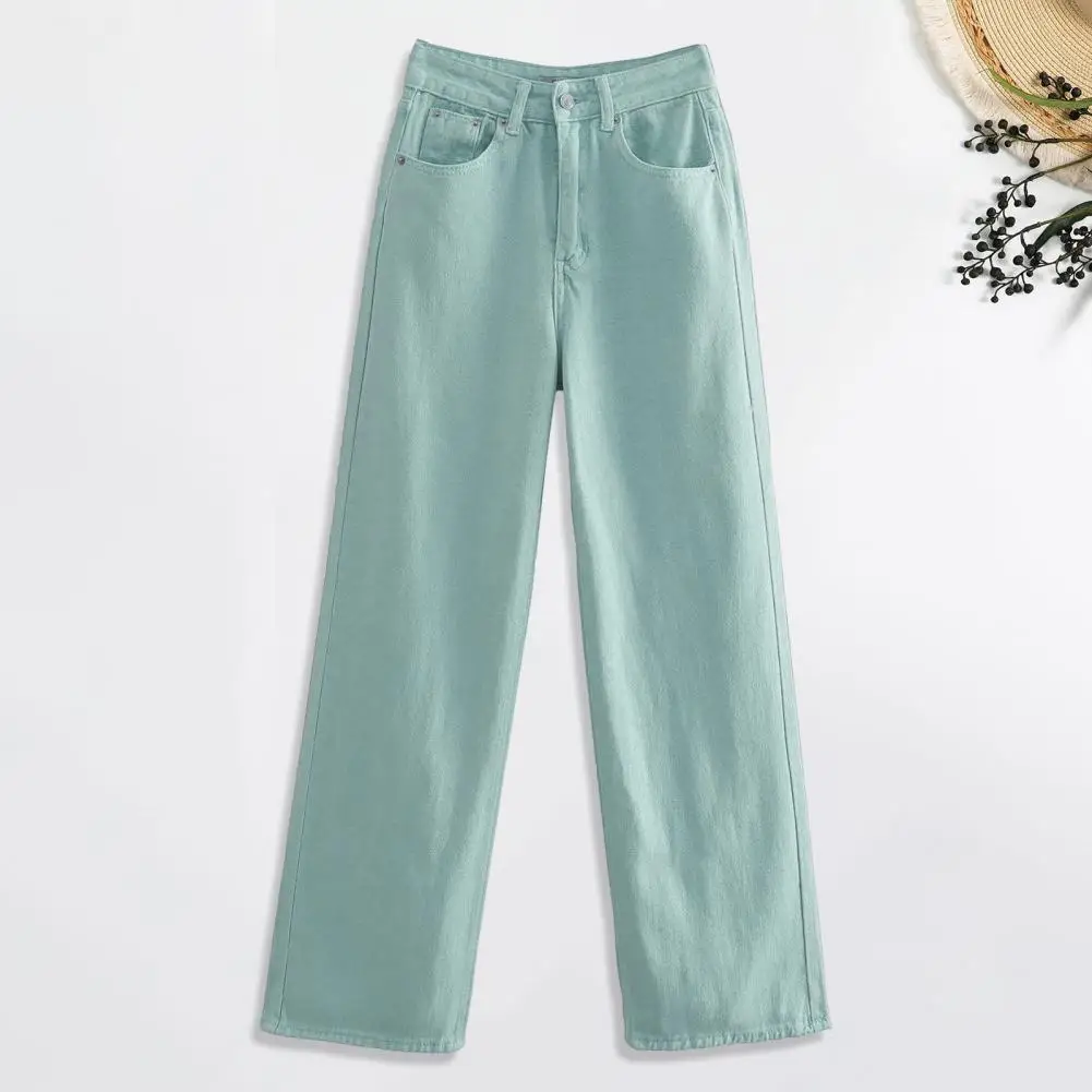 Soft Touch Women Pants Stylish Women's High Waist Wide Leg Jeans with Retro Vibes Functional Pockets Chic Streetwear for A