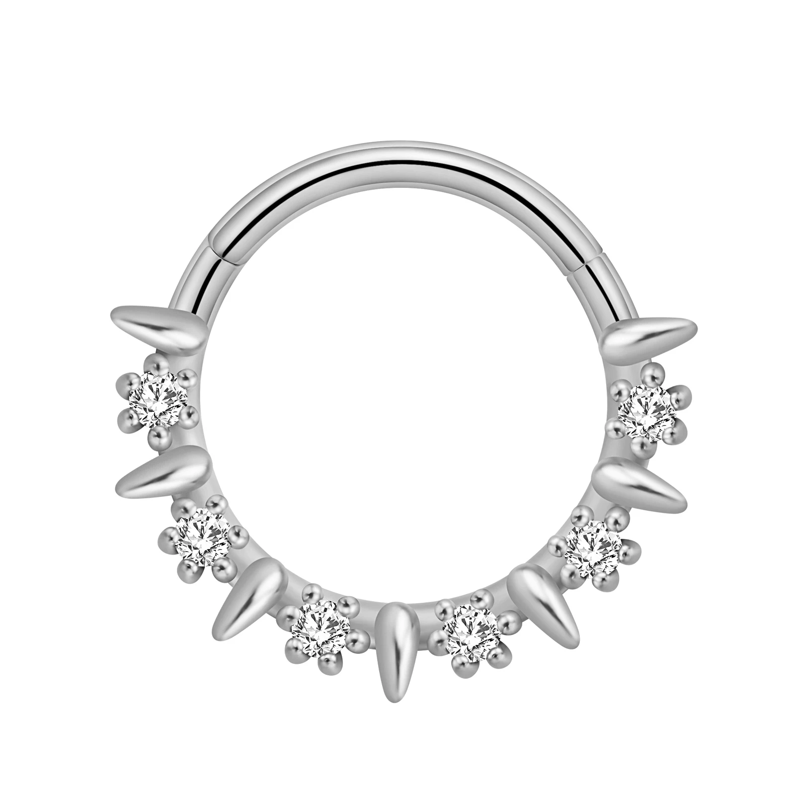 Stainless Steel Hinged Hoop Nose Rings with Butterfly Pattern