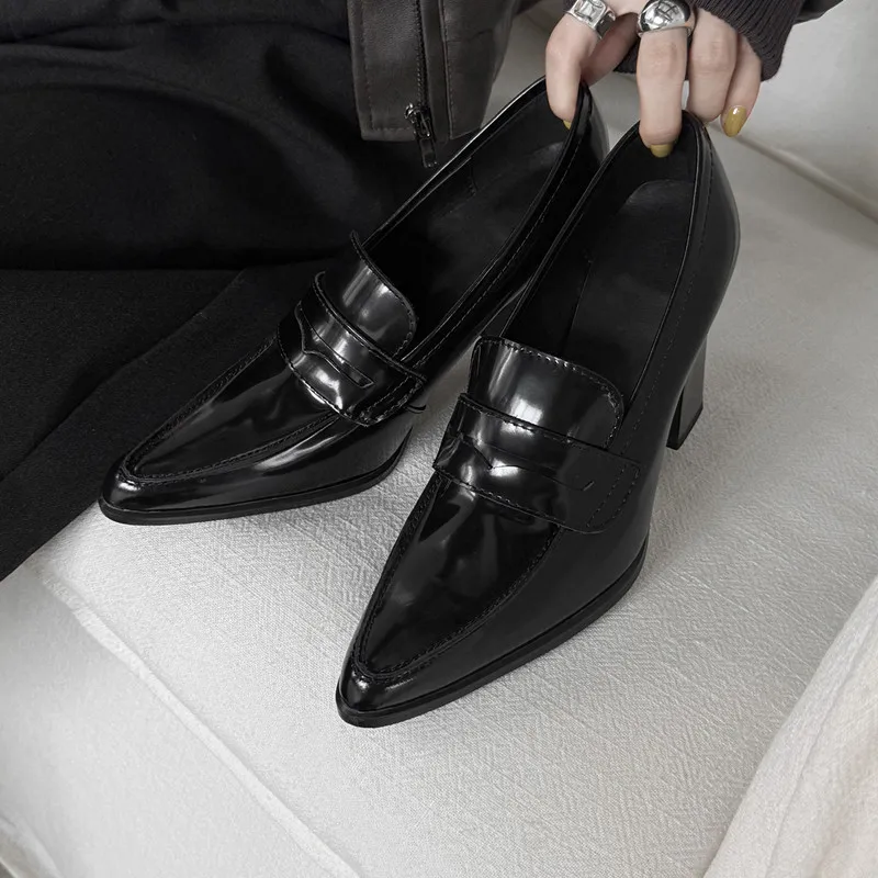 MKKHOU Fashion Pumps New High Quality Genuine Leather Shoes Pointed High Heels Women Commuters Women's Shoes