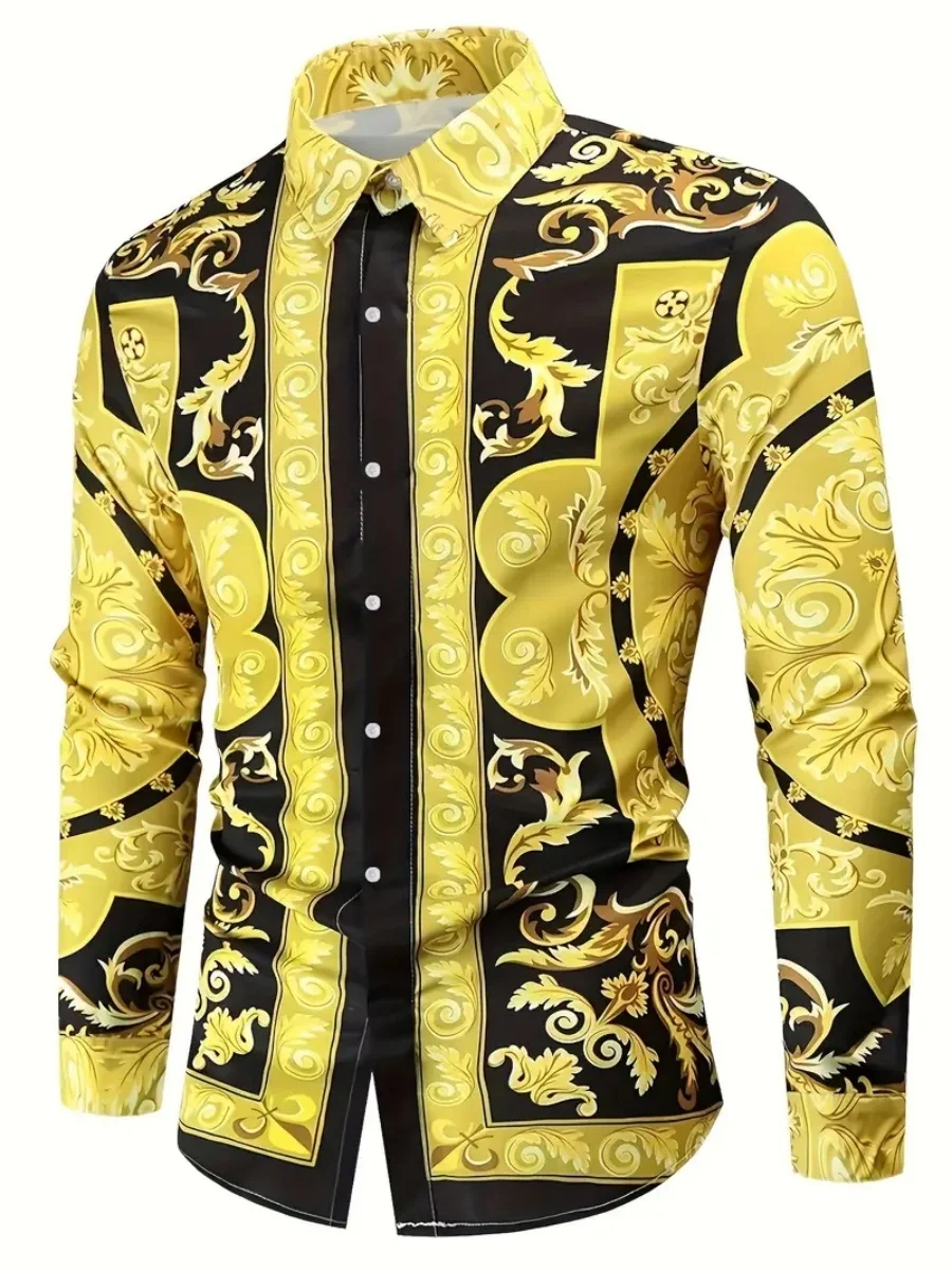 

The new summer men's button-down shirt, royal men's top, casual, slim, soft, smooth, fashionable and luxurious party shirt