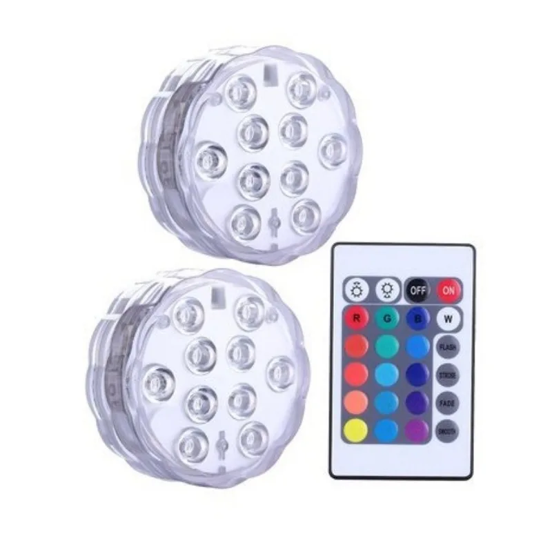 

10 LEDs Submersible Light with Remote Control Underwater Night Lamp for Pool Vase Bowl Wedding Party Decoration Underwater Light