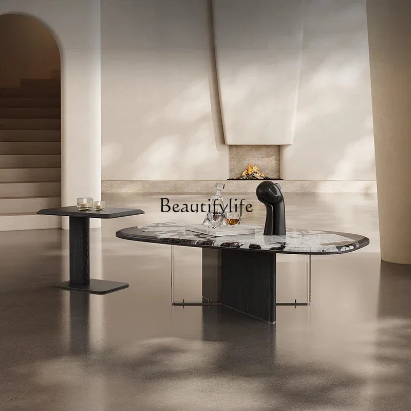 

12Italian minimalist luxury stone coffee table living room advanced acrylic light luxury special-shaped coffee table