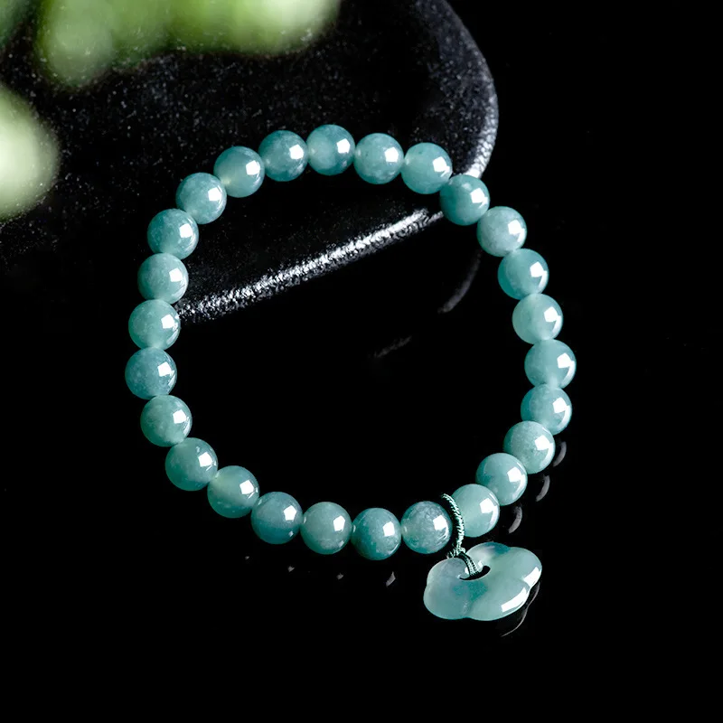 Natural A-grade Jadeite Blue Water Character Curved Bar Ice-Type Bracelet Exquisite High-Grade Fashion Jewelry