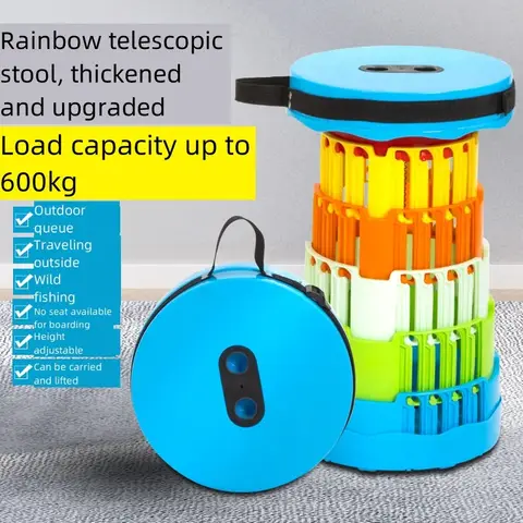 야외 휴대용 무지개 라운드 접는 의자 아코디언 낚시 캠핑 의자 높이 조정 대기열 여행 텔레스코픽 의자