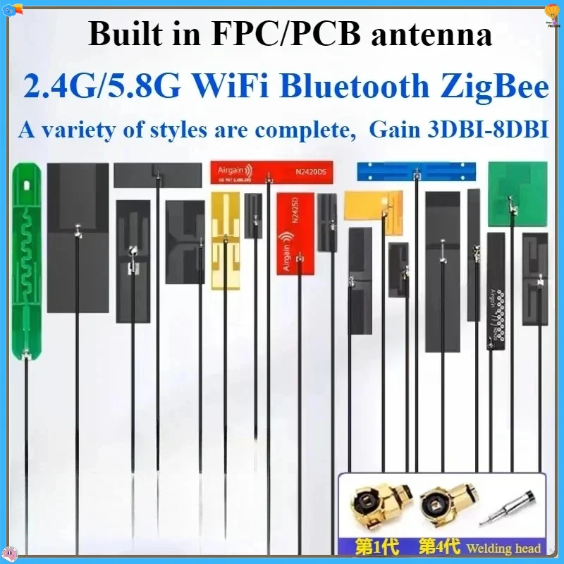 

5Pcs/Lot 2.4G 5G 5.8G Dual Frequency With Built-in FPC Soft Board Wifi Bluetooth PCB Patch High Gain Antenna