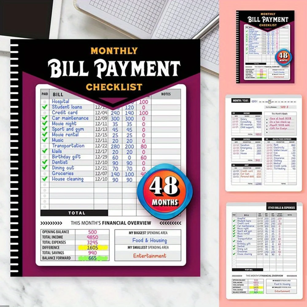 Monthly Bill Payment Tracking Notebook - Financial Management and Budgeting Ledger, Checklist for Tracking and Payment Records