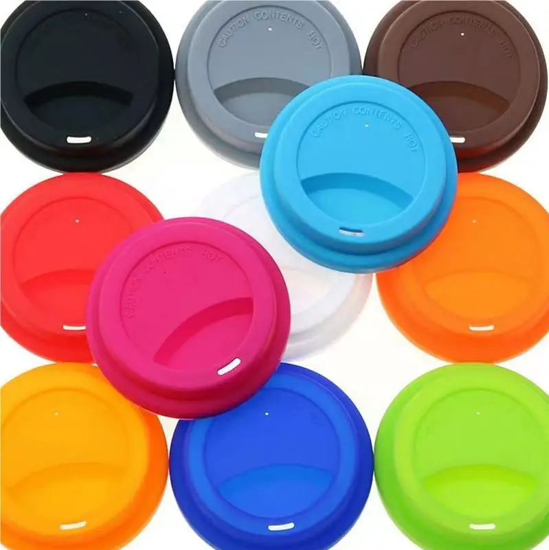 Tampa De Silicone Reutilizável Para O Copo De Leite De Café, Tampa Da Caneca, Tampas De Garrafa, Outros Copos De Material, 9cm, 10Pcs