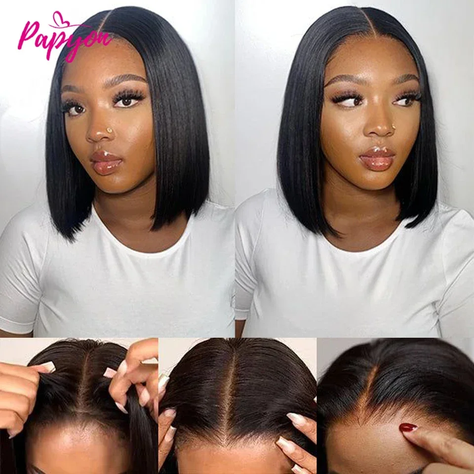 2026 new Short Straight Bob Wig, Glue-Free, Ready-to-Wear Real Hair Wig, Elastic Drawstring Upgraded Version