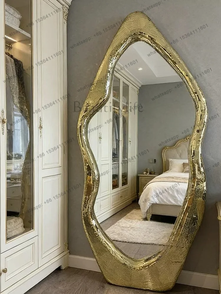 YJ American‑Style Irregular Full‑Length Floor Mirror Artistic Design For Retail Store Bedroom Household Space