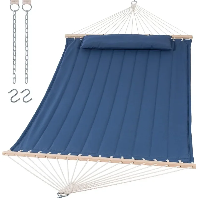 

Double Outdoor Hammock with Hardwood Spreader Bar, Extra Large Pillow, 475 lbs Capacity, Heavy Duty 2 Person Hammock,
