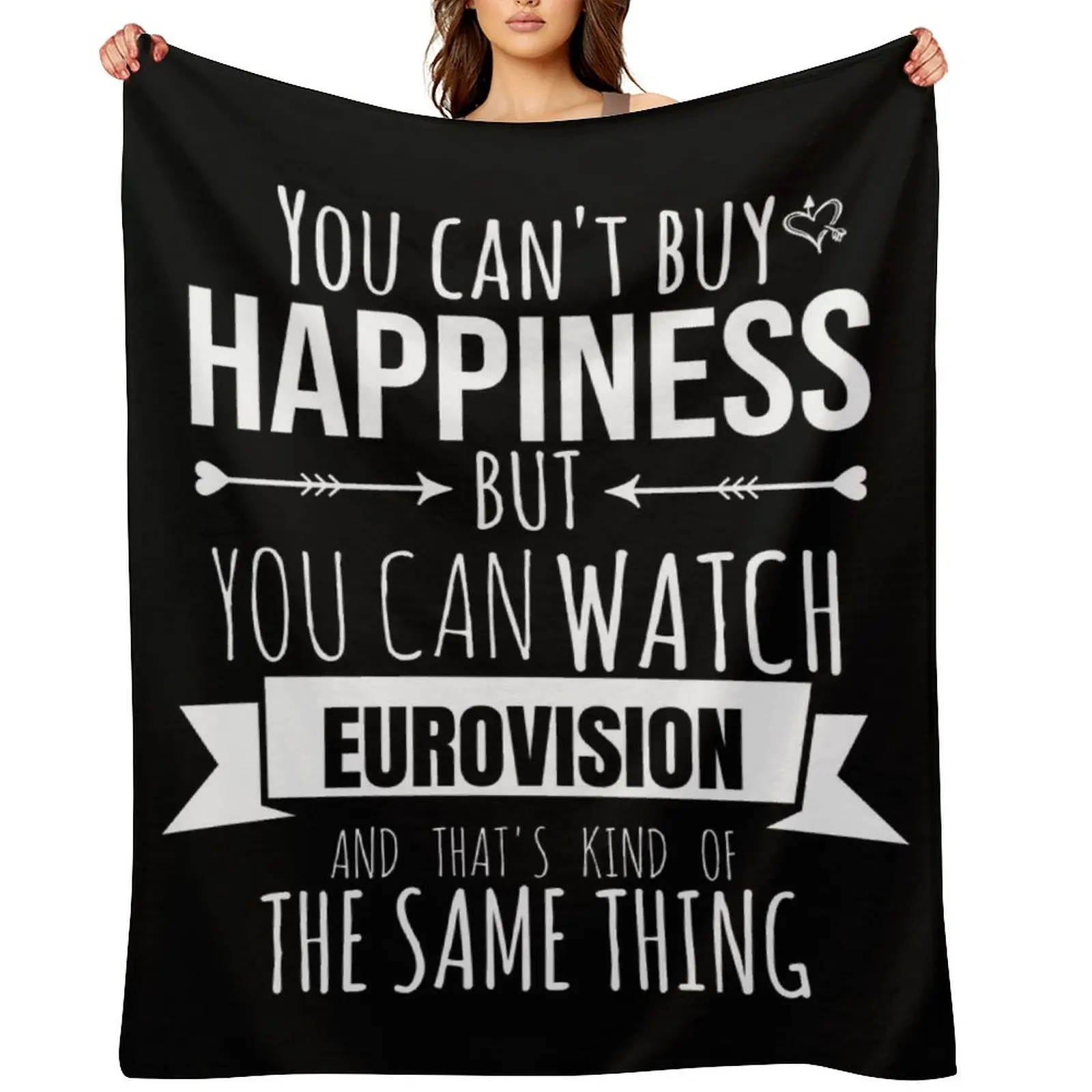 

You can't buy happiness but you can watch Eurovision Throw Blanket Flannel Fabric Cute Plaid Flannel Decorative Sofas Blankets