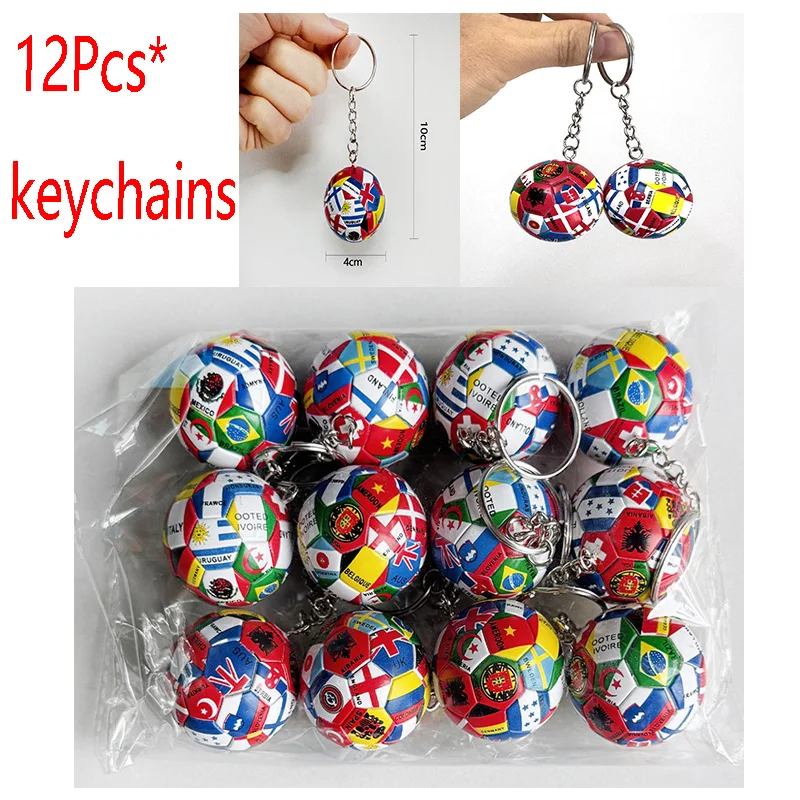 World Flag Football Keychain, Country Soccer Club, Fans Keyring, Car Key Chains, lembrança, saco pingente, acessórios, presentes, novo, 12 pcs