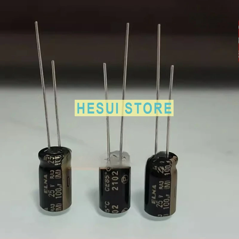 10PCS 25V100UF 6.3X11 RA3 ELNA audio burning capacitor, black gold 100UF25V