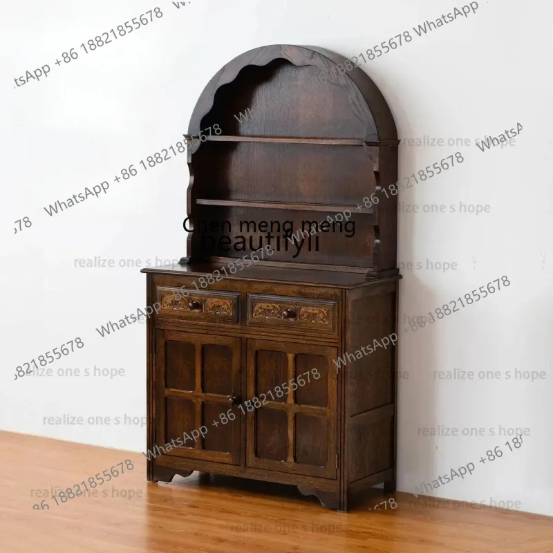 

New American retro arched solid wood storage cabinet French old display cabinet multi-functional medieval integration ss 8617