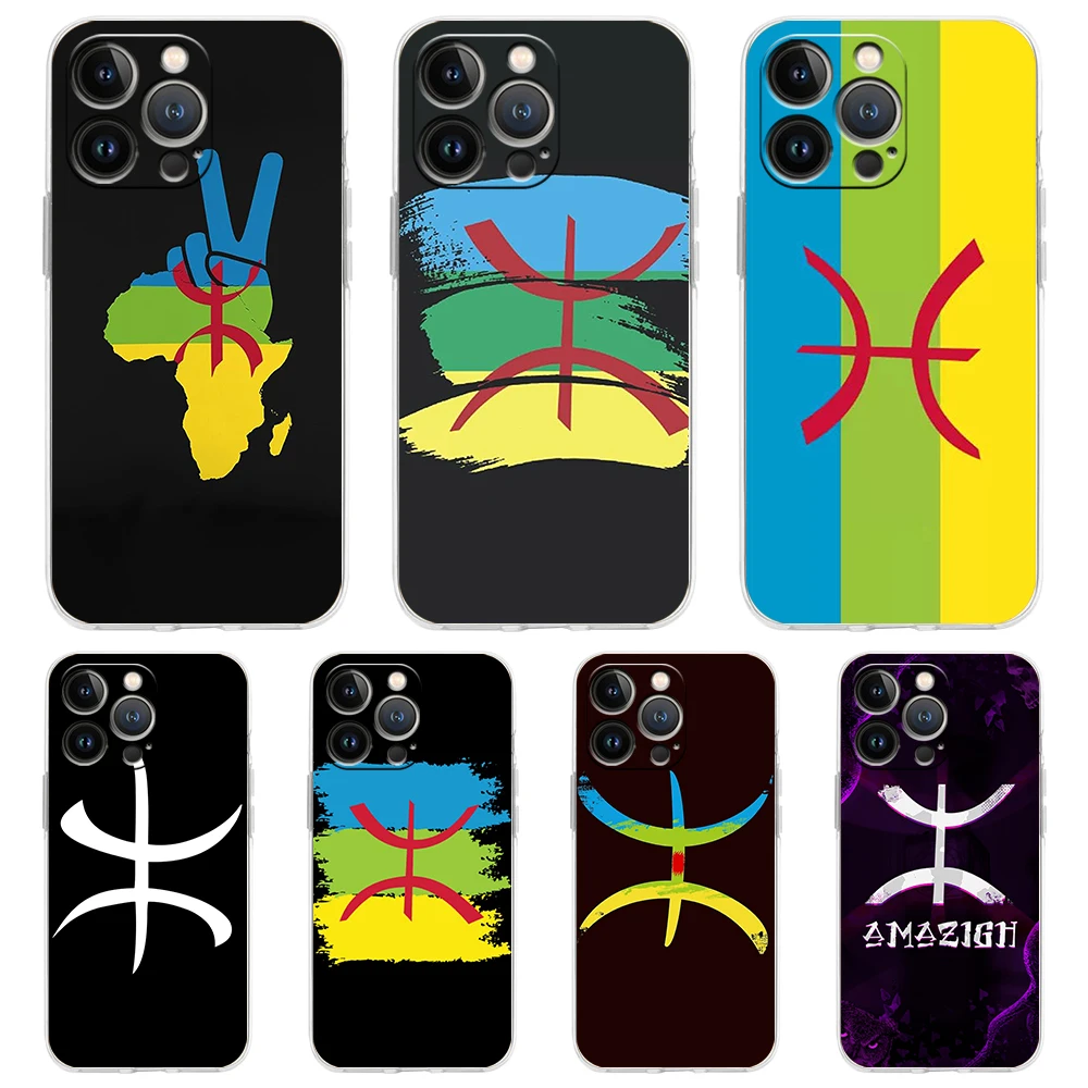 Amazigh Berber Flag Case for iPhone 16 15 14 13 12 Pro Max Cover Transparent Soft for iPhone 11 Pro Max 7 8 Plus XS XR Max Bag