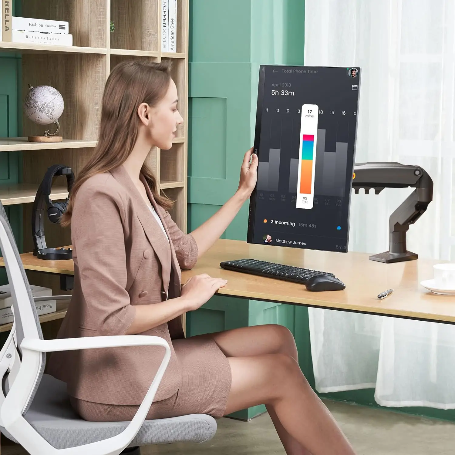 حامل شاشة الكمبيوتر NB F80، حامل شاشة فردي، قابل للتعديل للشاشات من 17 إلى 30 بوصة