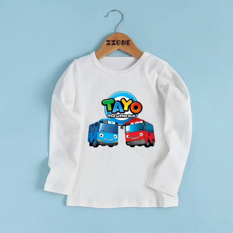 Tayo the Little Bus Print Cartoon Kids T shirt Funny Casual Children Clothes Autumn Baby Boys Girls Long Sleeve T-shirt,LKP5837