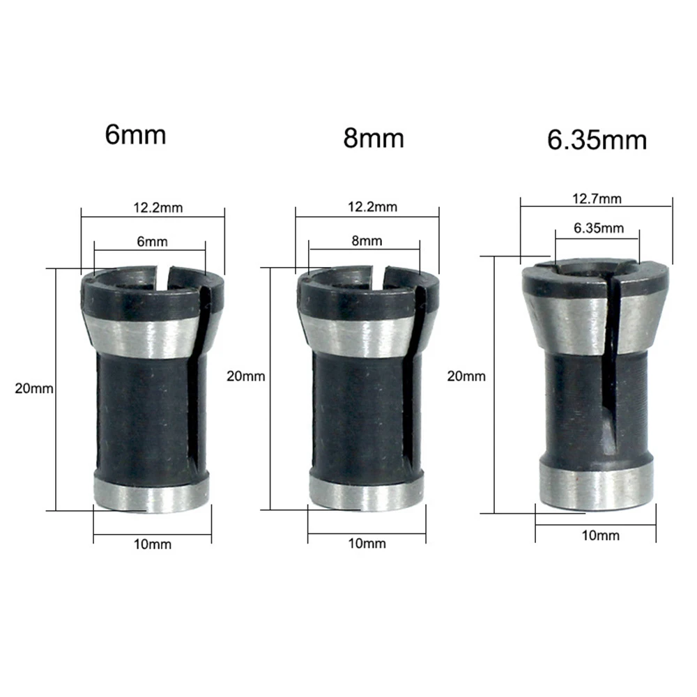 1pc & 3pc High Precision Shank Milling Cutter Collet Chuck Electric Woodworking Trimmer Wood Router Engraving Machine  6 8 6.35