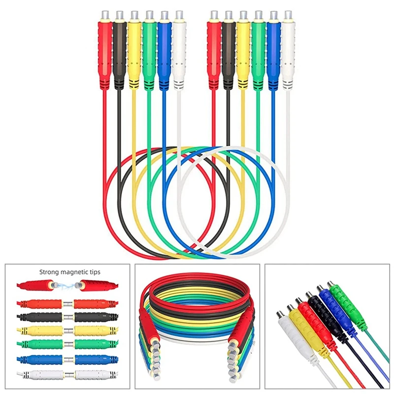 6PCS Magnetic Test Leads Silicone Soft Flexible Jumper Test Wires 30VAC 5A 3.3Ft T10005 Sensors Switches