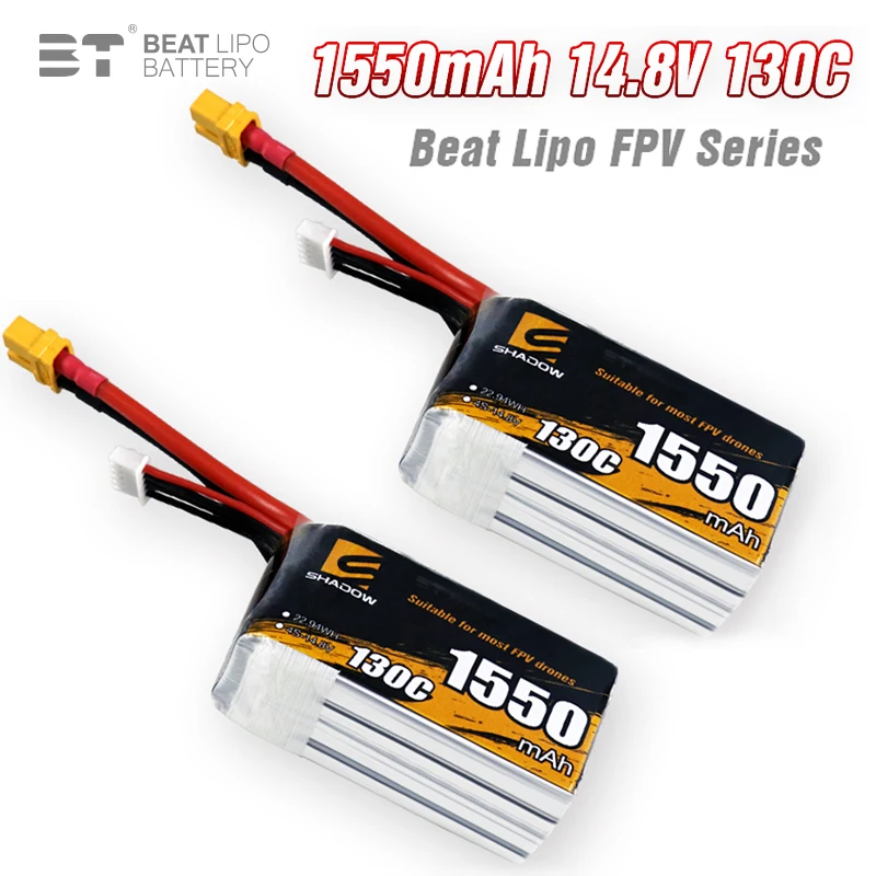 

Upgrade 4s 14.8V 1550mAh 130C LiPo Battery For RC Helicopter Quadcopter FPV Racing Drone Parts 14.8v Drones Battery With XT60