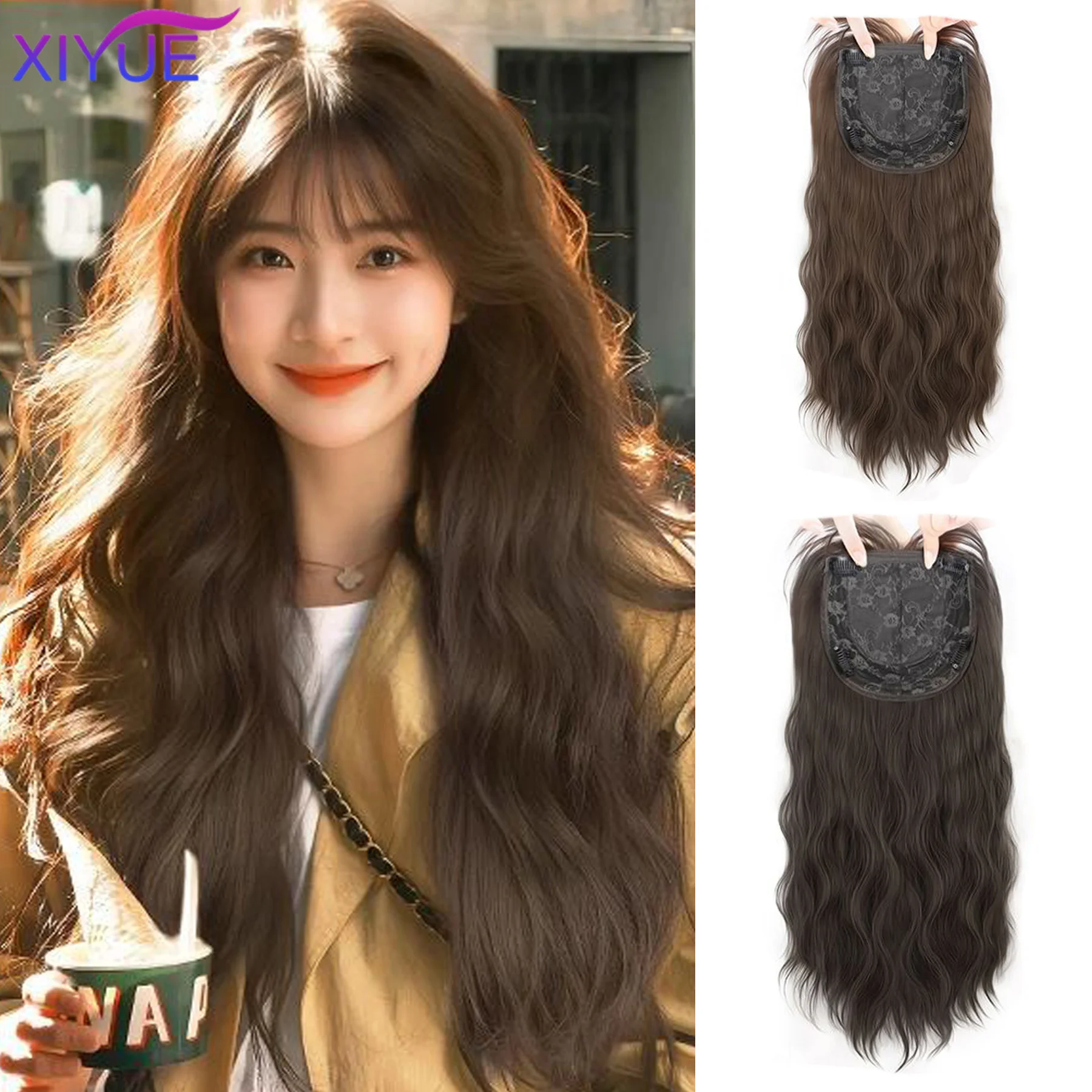 XY Water Ripple Wig Air Bangs Head Overhead 3D Bangs Invisible Seamless Head Hair Natural Invisible Replacement Cover White Hair