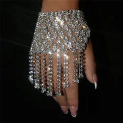 Luxury Shiny Rhinestone Long Tassel Jewelry Bracelet Fashion Exquisite Romantic Wedding Party Bracelet Crystal Jewelry Bracelet