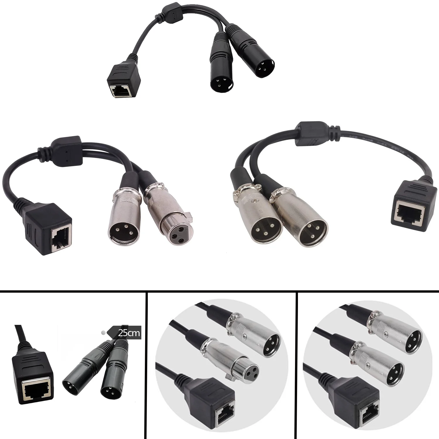 RJ45 to XLR The dual RJ45 to XLR 3-pin adapter extension cable can use any CAT-5 Ethernet cable as a DMX512 cable, which can ex