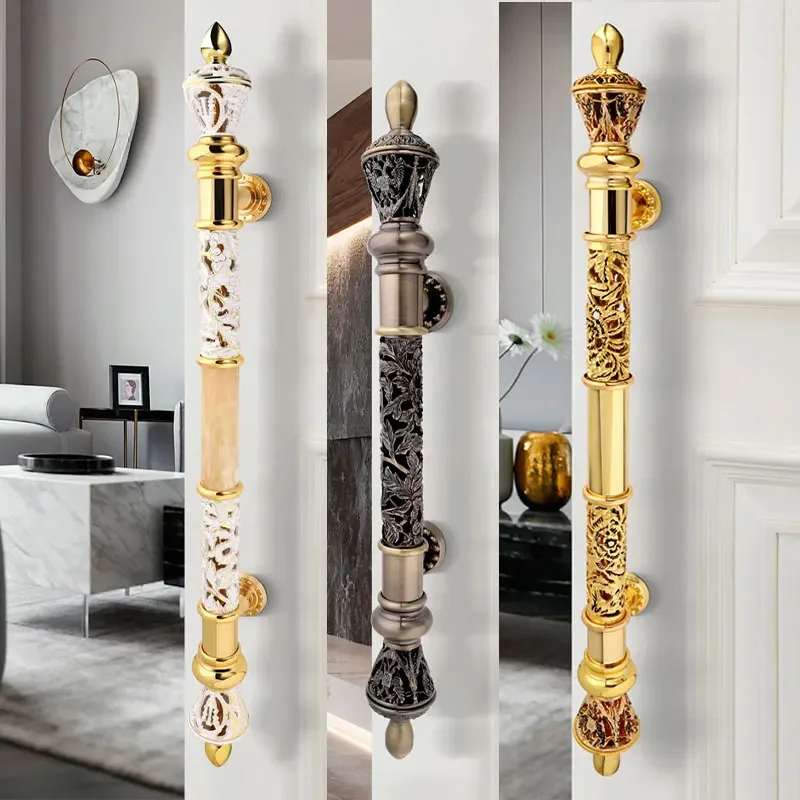 The factory directly uses hollow out technology design long door handle European luxury golden door handle