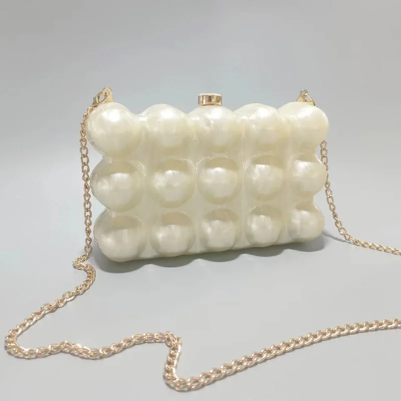 Wavy Pearl Clutch Purse Luxury For Women Evening Bag Wedding Party Acrylic Shoulder Crossbody Promotion Fashion Shell Hand Bags