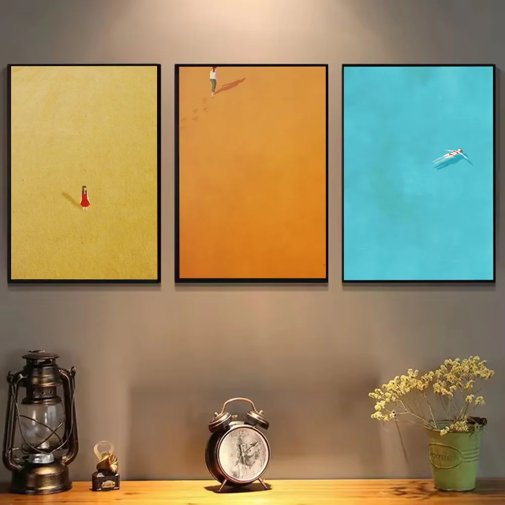 مجردة الإبداعية وحده فتاة المشارك ذاتية اللصق الفن مقاوم للماء ورقة ملصق مقهى بار غرفة جدار ديكور