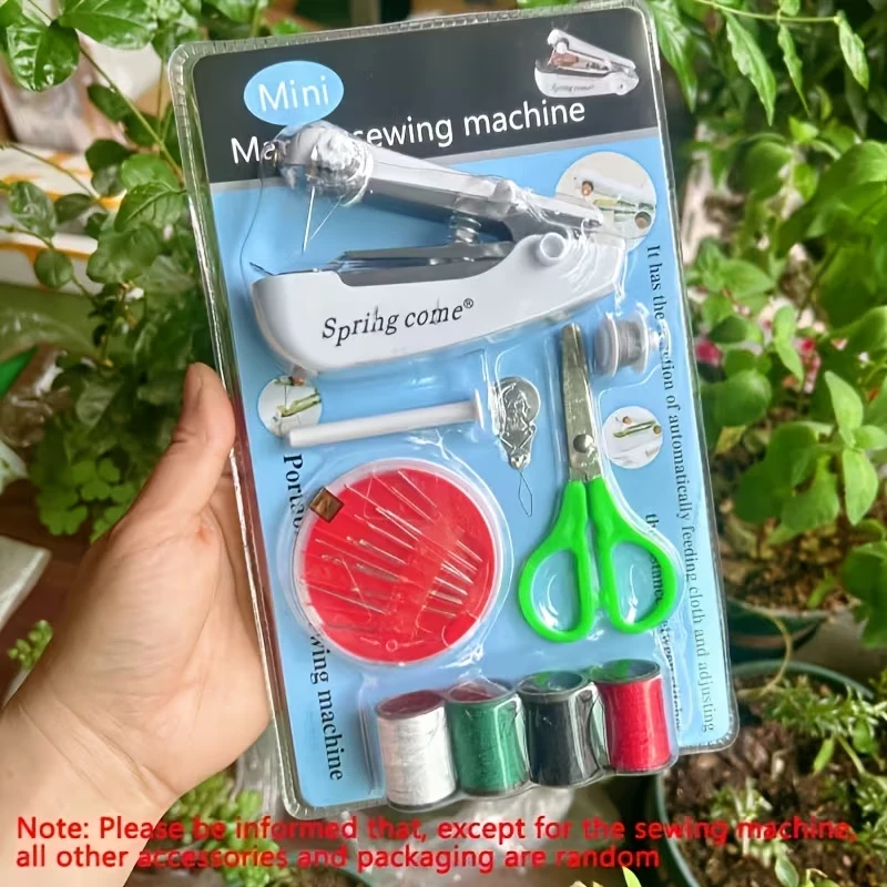 Juego de Máquina de Coser Manual Portátil – Mini Máquina de Coser Doméstica y Suministros de Costura a Mano – Kit de Costura Mini Portátil