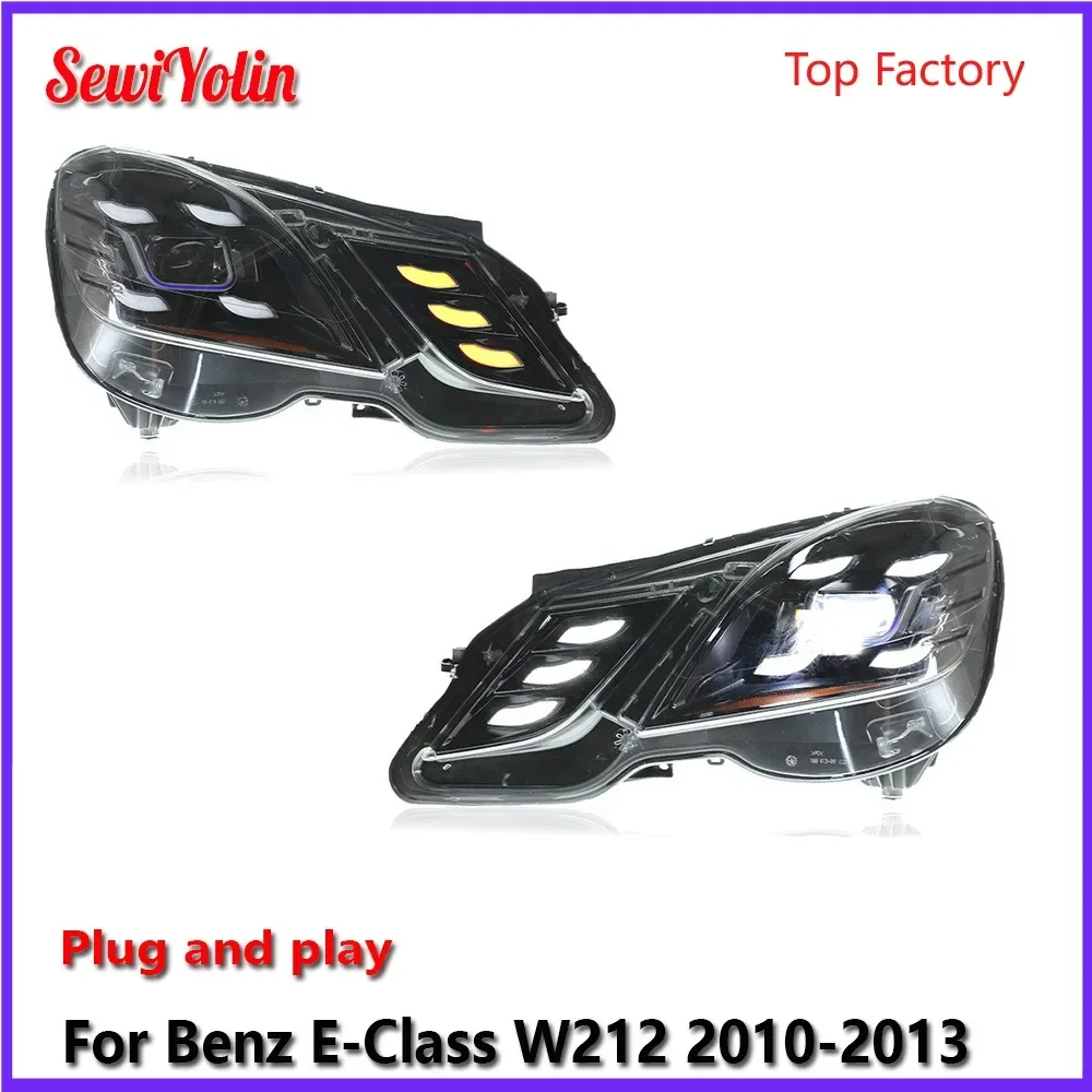 

Автомобильные светодиодные фары в сборе для Benz E-Class W212 2010-2013, авто противотуманные фары DRL, стоп-сигнал поворота, лампа Plug and Play