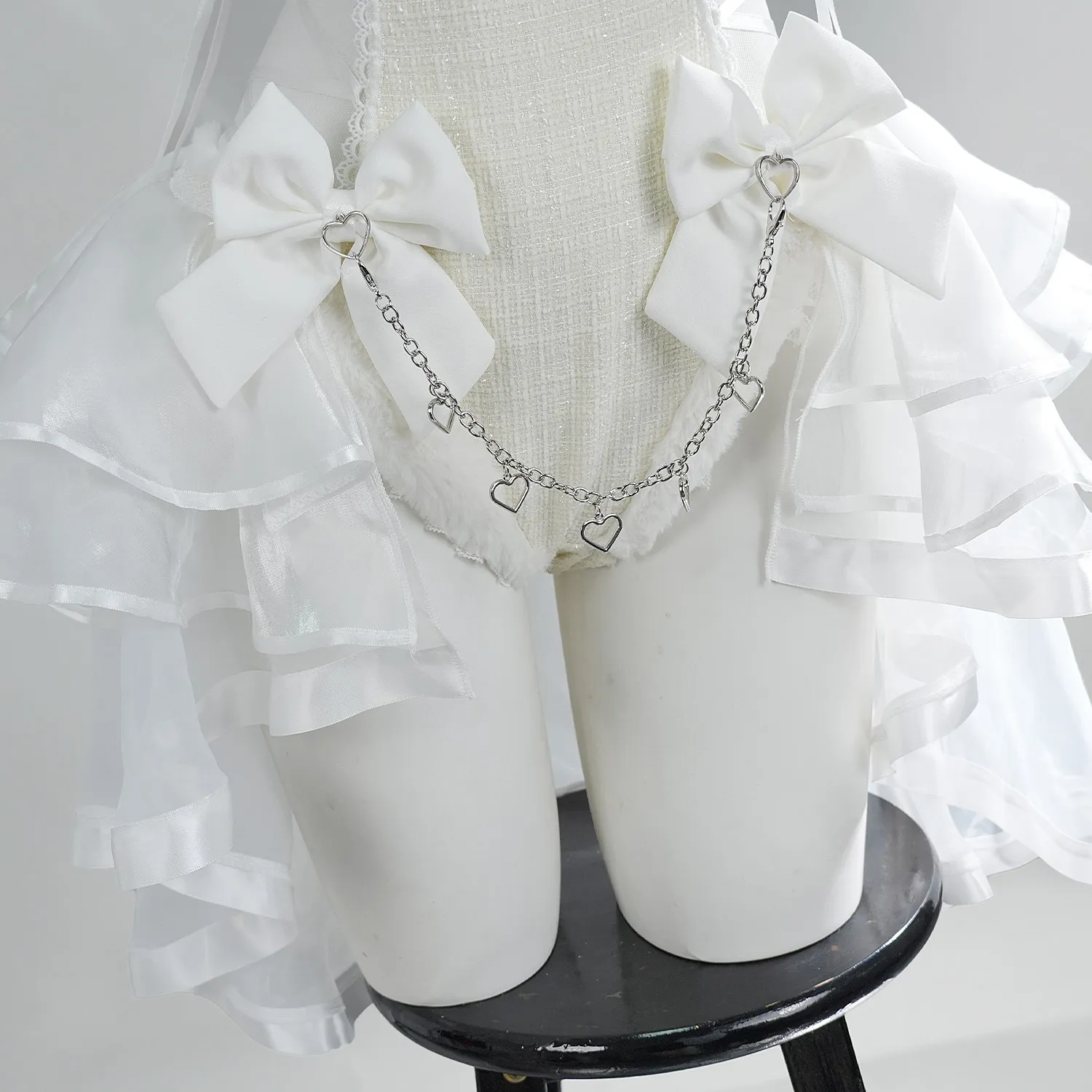 Malymoon Original Tweed Tulle Bunny Cosplay Costume Cute Japanese Style Bunny Girl Full Set Women Sexy Elegant Dress Suit HCos view 2