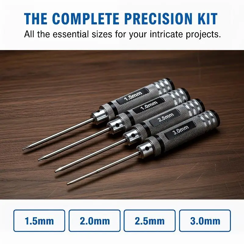 4Pcs 1.5/2/2.5/3.0mm Black Hex Driver Allen Wrench Hand Tool Set RC Car Model Repair Maintenance Tool